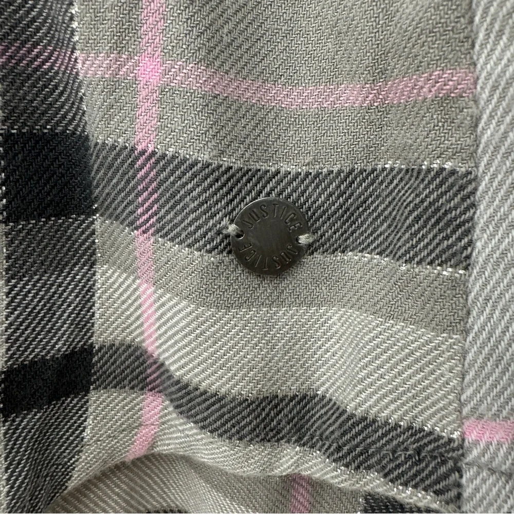 Justice Plaid Pink and Gray Flannel Size 14